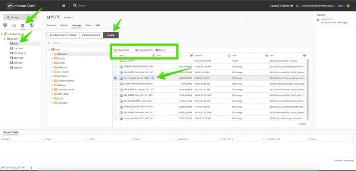 vSphere Client-datastores